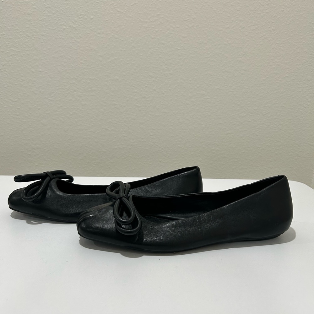Gianni Bini Lake Leather Double  Bow Black Ballet Flats, Size 8.5 - Picture 3 of 5